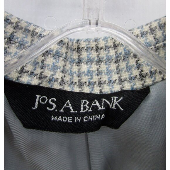Jos A Bank Sport Coat 42 Long Houndstooth Blazer Tweed Jacket Lined - Picture 10 of 13